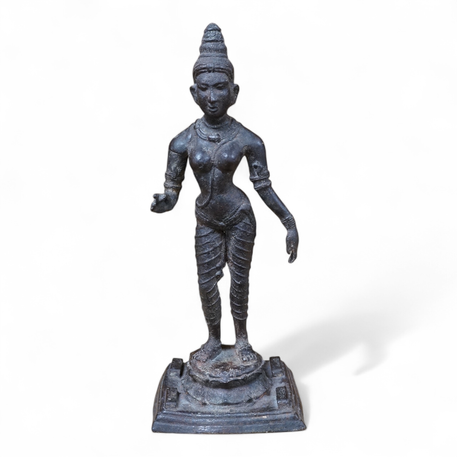 A South Indian mixed metal figure of Parvati, 34cm. Condition - fair to good